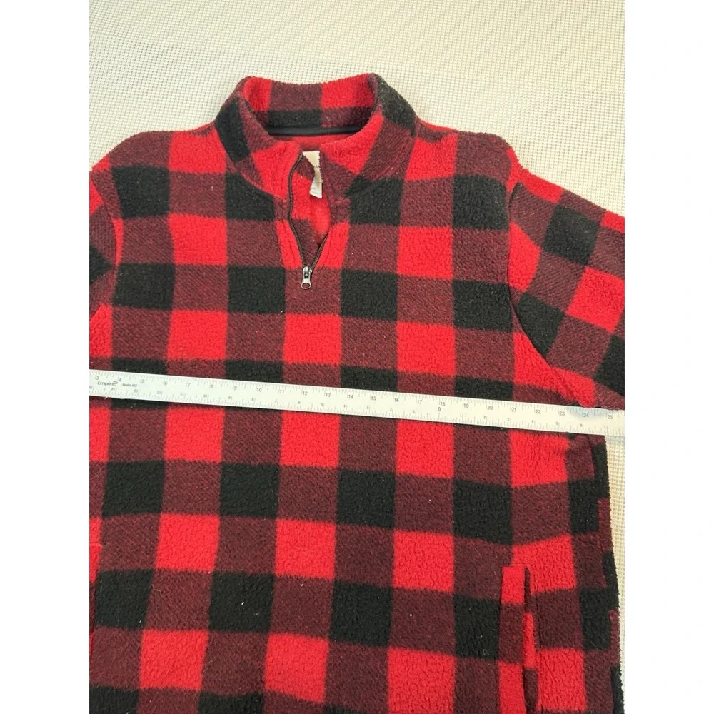 Old Navy Buffalo Plaid Fleece Pullover Mens XXL Red Black 1/4 Zip Sweater